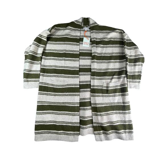 Knox Rose Sweaters - Knox Rose Sweater Womens XL Brown Striped 3/4 Sleeve Cardigan Open Front NWT